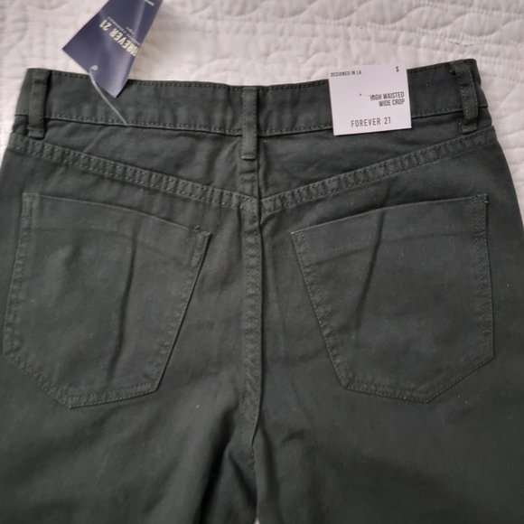 Forever 21 Womens Hunter Green High Waisted Crop Jeans Size Small - Picture 13 of 17